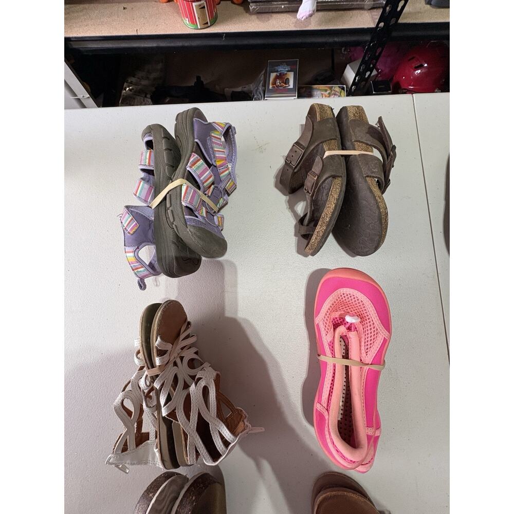 Lot of 7 Pairs of Shoes-Sized 9/10-Mixed Brands-Tennis, Boots,Sandals, Slides